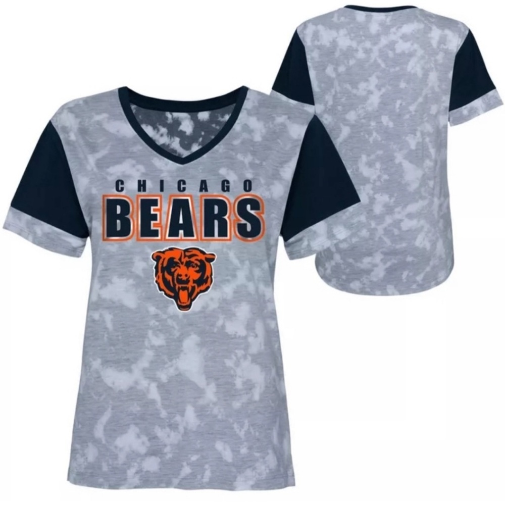 Chicago Bears NFL Teens Juniors Tie Dye V Neck Short Sleeve Top XL (15/1…